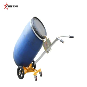 CHEESON DE series drum trolley shown supporting a blue drum